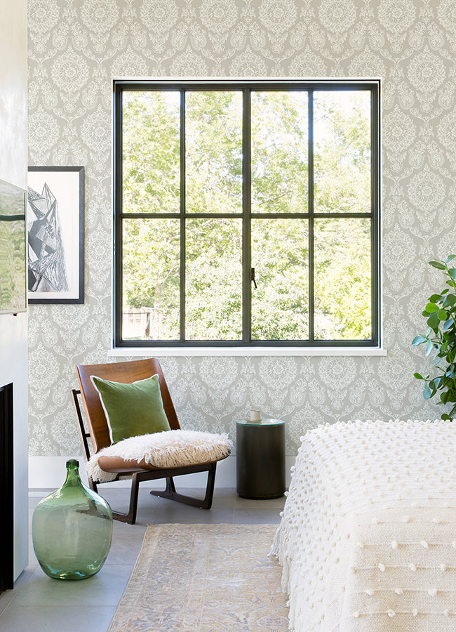 helm-damask-taupe-floral-medallion-wallpaper-york-wallcoverings-4071-71020 - York Wallcoverings Papel pintado