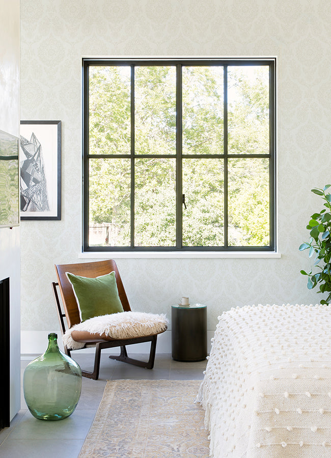 helm-damask-white-floral-medallion-wallpaper-york-wallcoverings-4071-71021 - York Wallcoverings Papel pintado