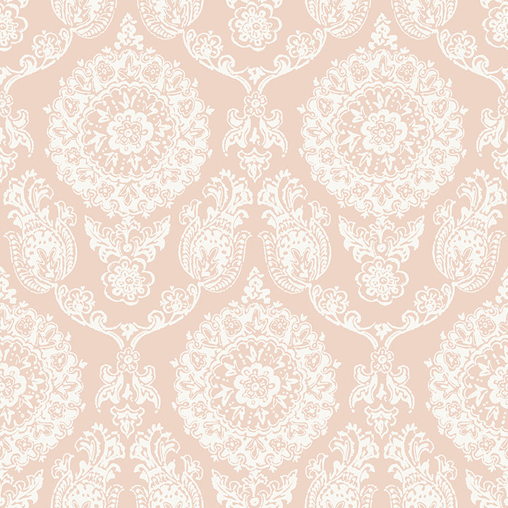 Helm Damask Blush Floral Medallion Wallpaper - York Wallcoverings - 4071-71022 - York Wallcoverings Wallpaper