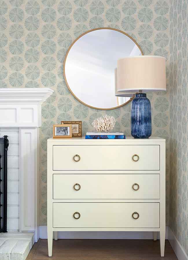 Sea Biscuit Aqua Sand Dollar Wallpaper - York Wallcoverings - 4071-71028 - York Wallcoverings Wallpaper
