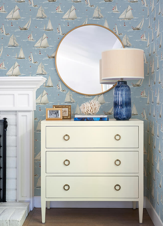 leeward-light-blue-sailboat-wallpaper-york-wallcoverings-4071-71034 - York Wallcoverings Wallpaper