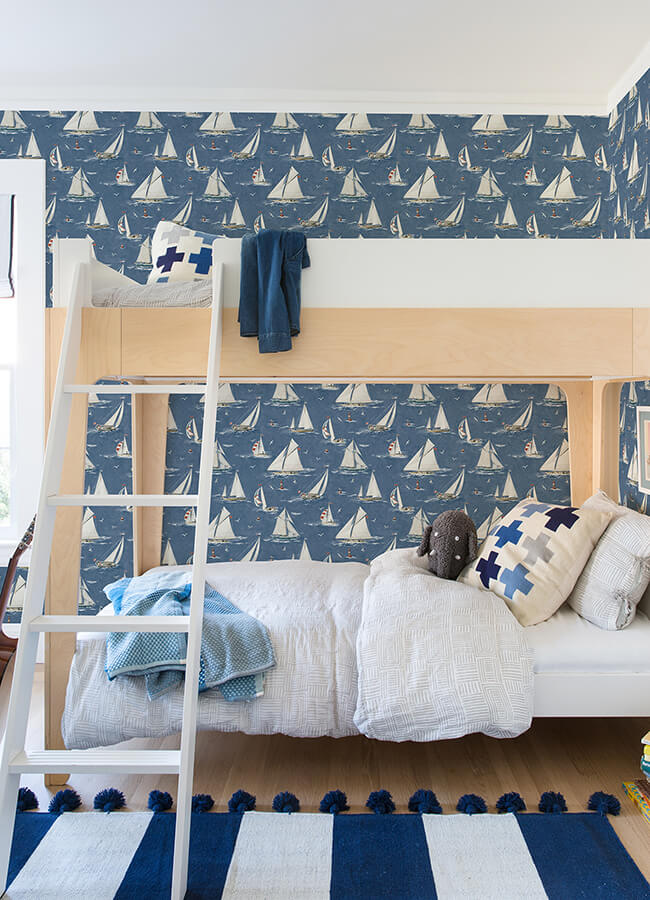 leeward-navy-sailboat-wallpaper-york-wallcoverings-4071-71035 - York Wallcoverings Wallpaper