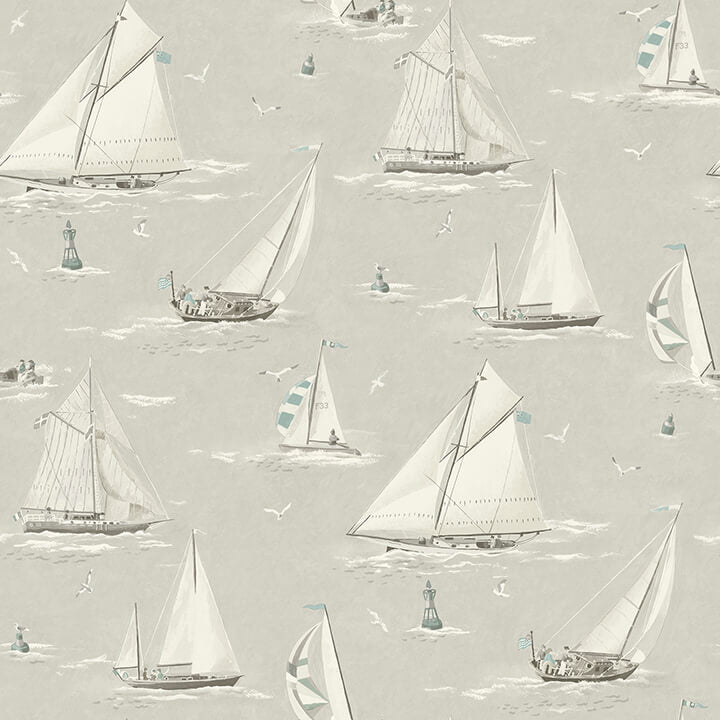 leeward-light-grey-sailboat-wallpaper-york-wallcoverings-4071-71036 - York Wallcoverings Wallpaper