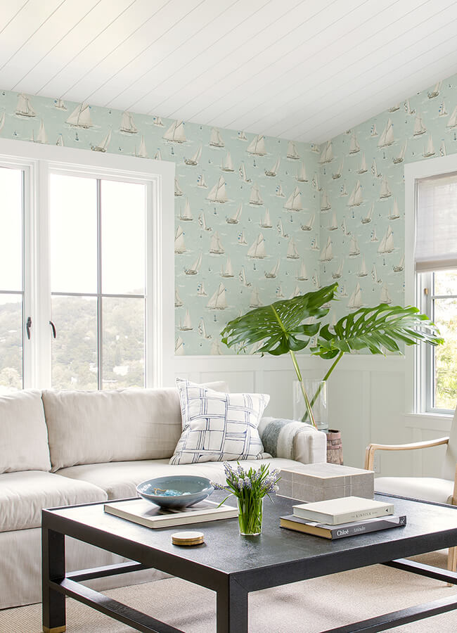 leeward-aqua-sailboat-wallpaper-york-wallcoverings-4071-71037 - York Wallcoverings Wallpaper