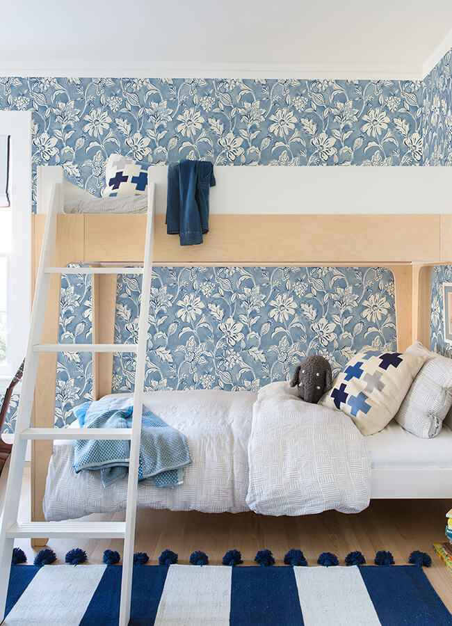 Plumeria Blue Floral Trail Wallpaper - York Wallcoverings - 4071-71040 - York Wallcoverings Wallpaper