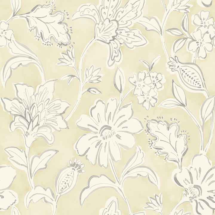 Plumeria Yellow Floral Trail Wallpaper - York Wallcoverings - 4071-71041