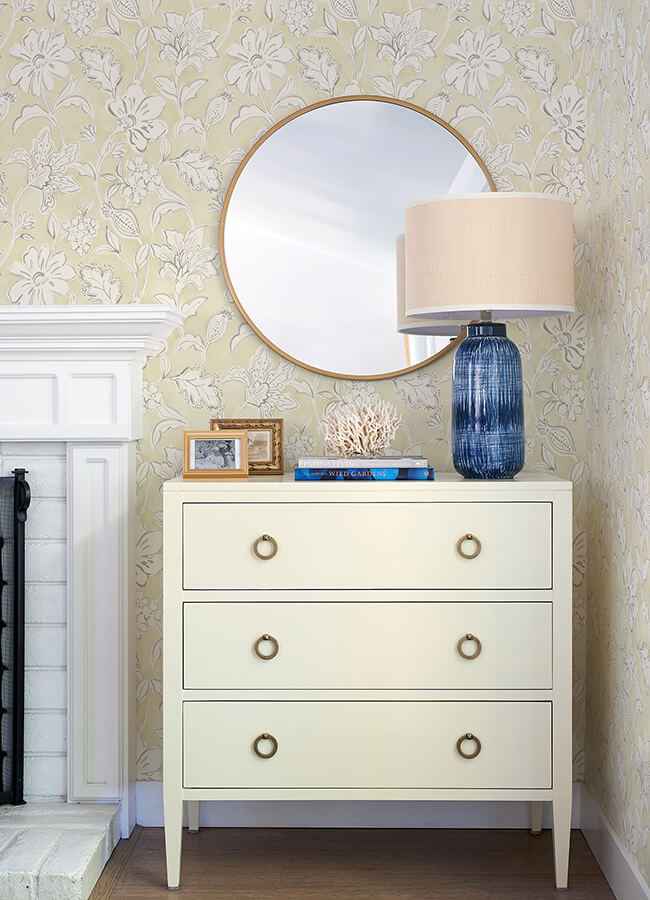 Plumeria Yellow Floral Trail Wallpaper - York Wallcoverings - 4071-71041 - York Wallcoverings Wallpaper