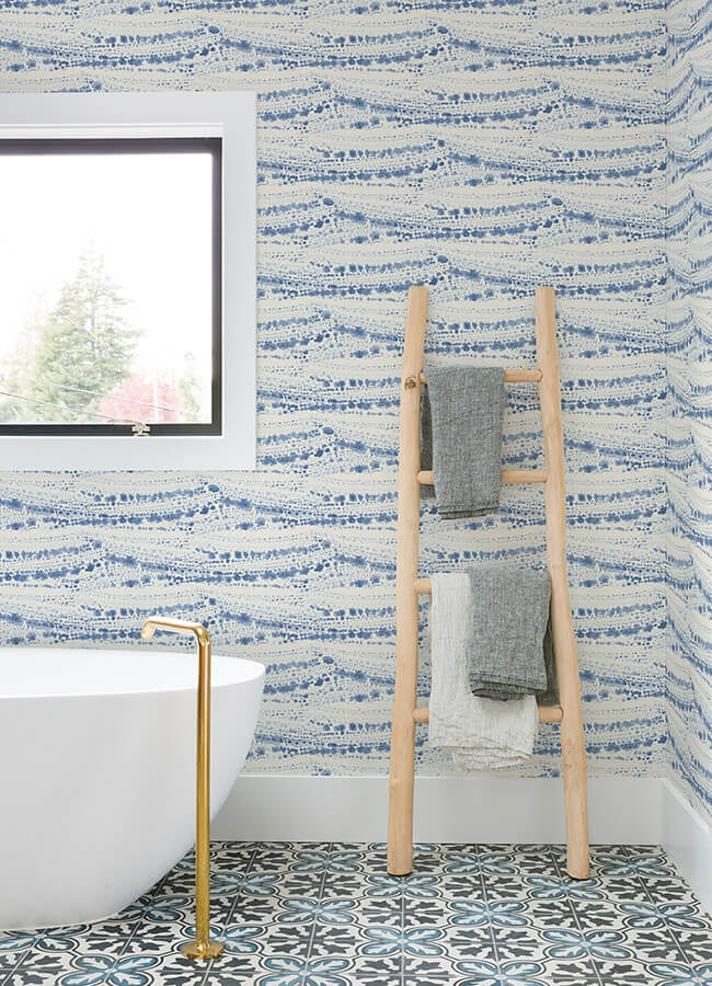 rannell-navy-abstract-scallop-wallpaper-york-wallcoverings-4071-71046 - York Wallcoverings Papel pintado