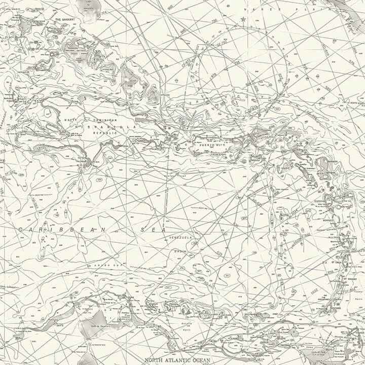 Charts Black Nautical Chart Wallpaper - York Wallcoverings - 4071-71055