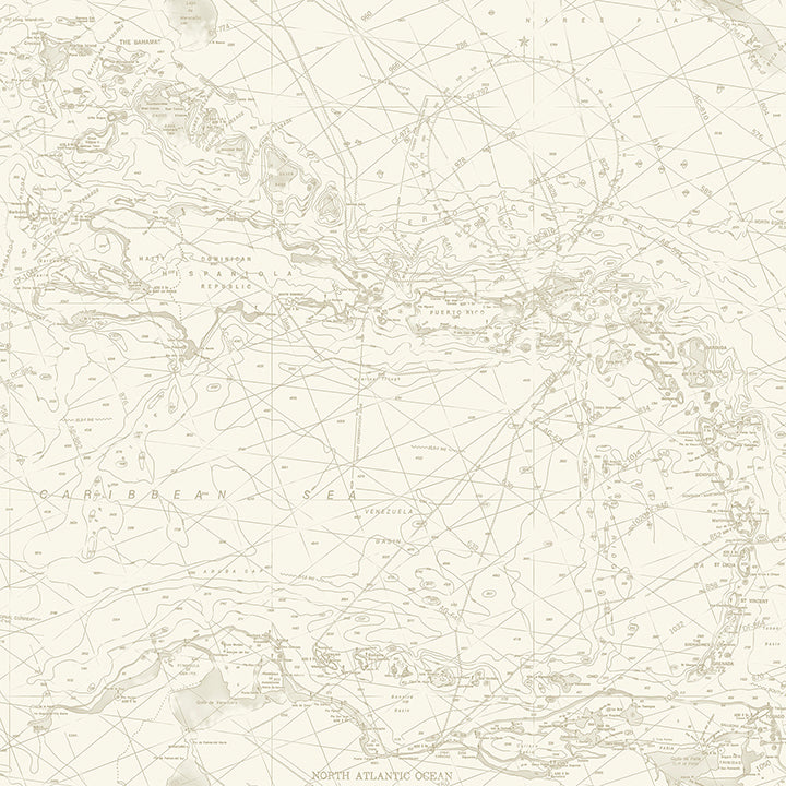 charts-taupe-nautical-chart-wallpaper-york-wallcoverings-4071-71057 - York Wallcoverings Papel pintado