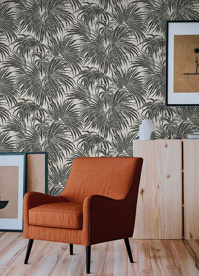 Black & White Cassava Palm Peel & Stick - York Wallcoverings - ESS6016 - York Wallcoverings Wallpaper