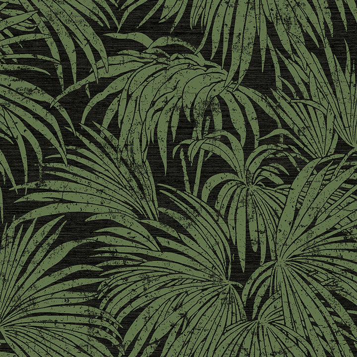 black-green-cassava-palm-peel-and-stick-wallpaper-york-wallcoverings-ess6018 - York Wallcoverings Wallpaper
