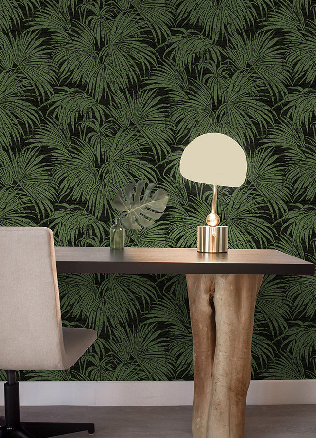 black-green-cassava-palm-peel-and-stick-wallpaper-york-wallcoverings-ess6018 - York Wallcoverings Wallpaper