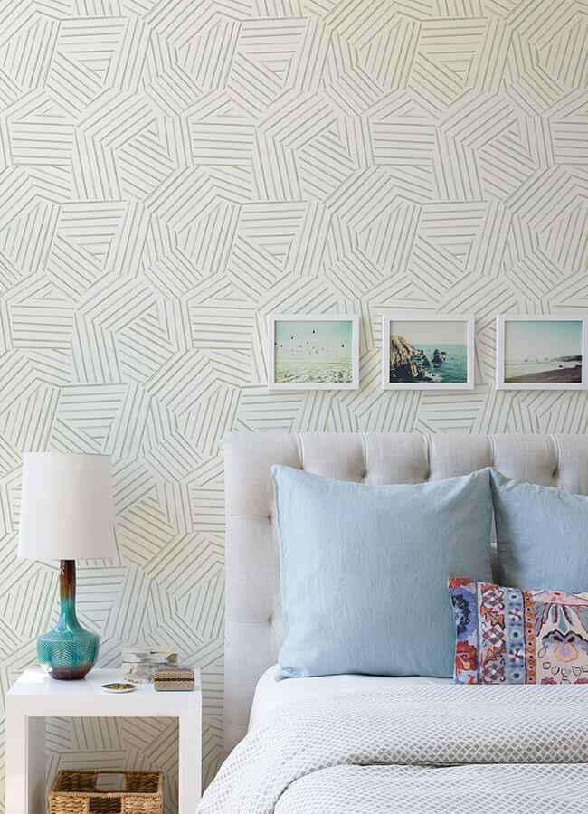 Helene Sage Geometric Lines Wallpaper - York Wallcoverings - 4121-26900 - York Wallcoverings Wallpaper