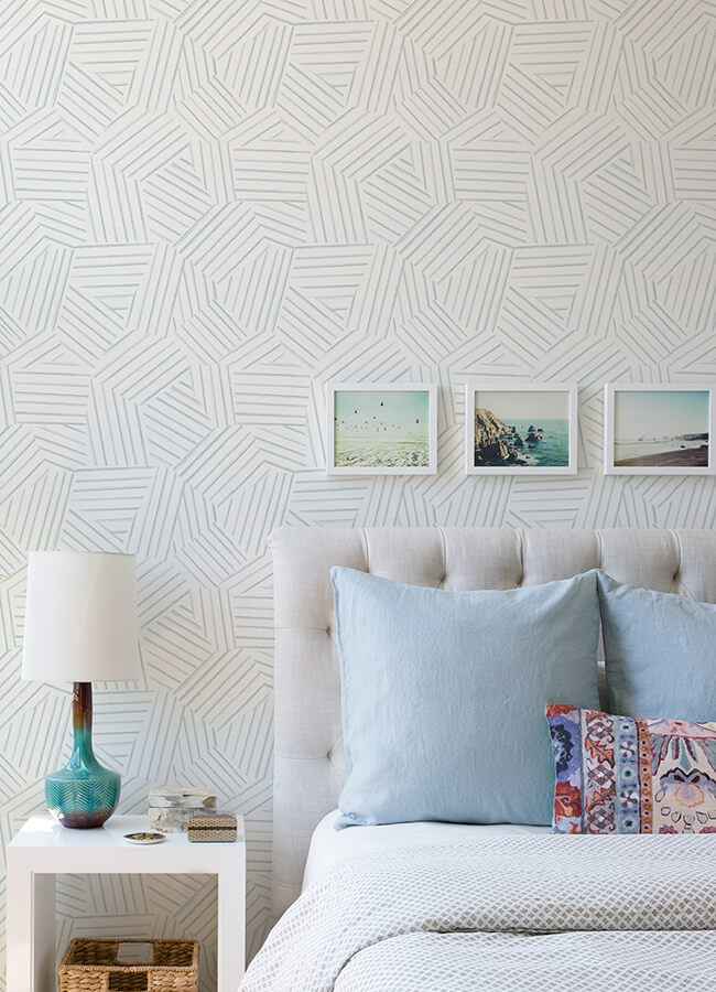 Helene Sky Blue Geometric Lines Wallpaper - York Wallcoverings - 4121-26904 - York Wallcoverings Wallpaper