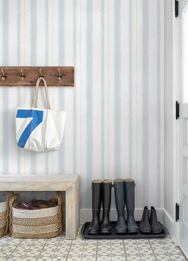 Alena Sky Blue Soft Stripe Wallpaper - York Wallcoverings - 4121-26910 - York Wallcoverings Wallpaper