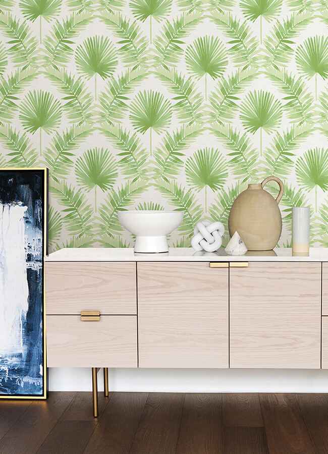 Calla Green Painted Palm Wallpaper - York Wallcoverings - 4121-26911 - York Wallcoverings Wallpaper