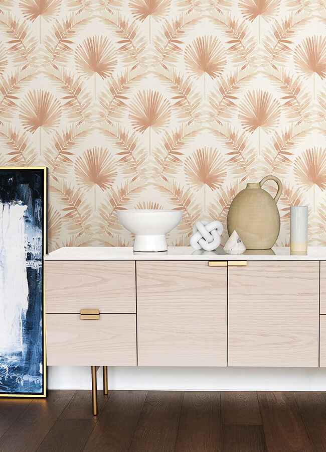 Calla Rust Painted Palm Wallpaper - York Wallcoverings - 4121-26914 - York Wallcoverings Wallpaper