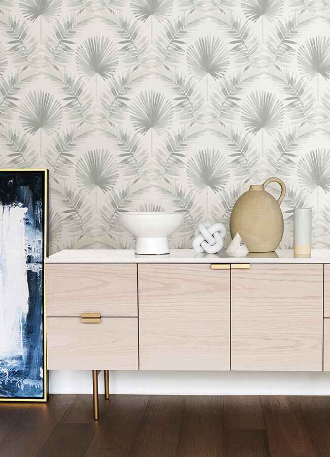 Calla Grey Painted Palm Wallpaper - York Wallcoverings - 4121-26915 - York Wallcoverings Wallpaper