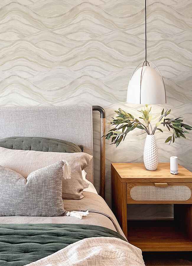 Dorea Champagne Striated Waves Wallpaper - York Wallcoverings - 4121-26926 - York Wallcoverings Wallpaper