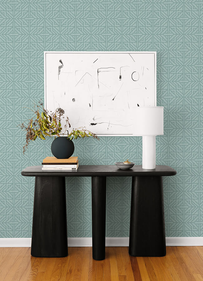 hesper-teal-geometric-wallpaper-york-wallcoverings-4121-26928 - York Wallcoverings Wallpaper