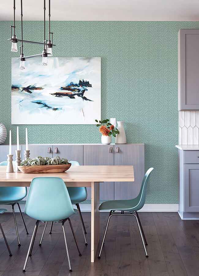 Hesper Teal Geometric Wallpaper - York Wallcoverings - 4121-26928 - York Wallcoverings Wallpaper