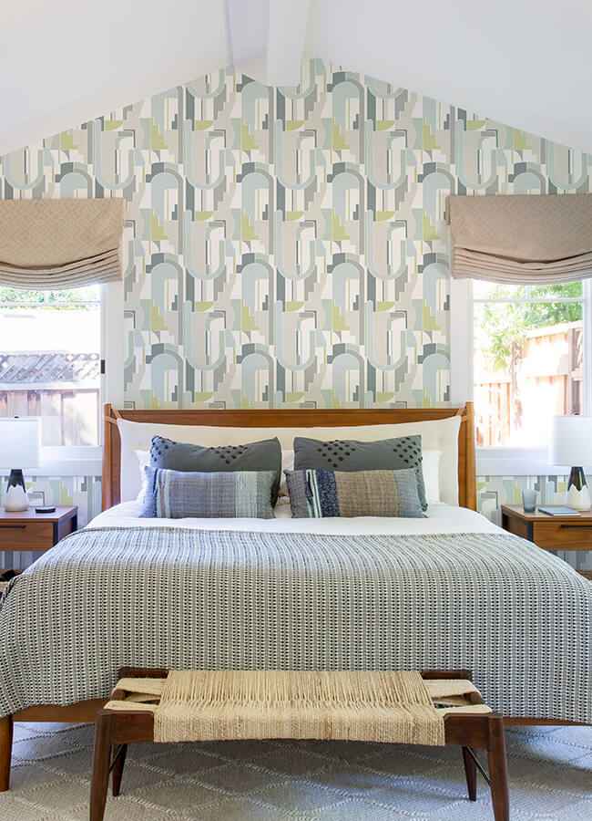 Odele Sky Blue Geometric Archways Wallpaper - York Wallcoverings - 4121-72200 - York Wallcoverings Wallpaper