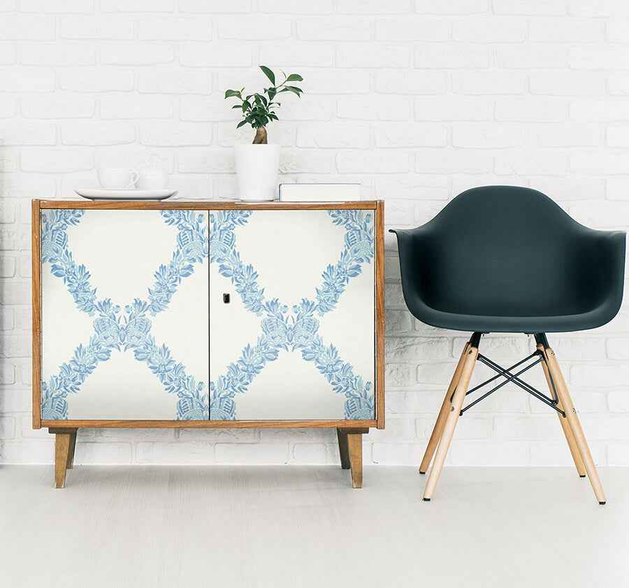 Sky Blue Wreath Peel & Stick Wallpaper - York Wallcoverings - SCS6049 - York Wallcoverings Wallpaper