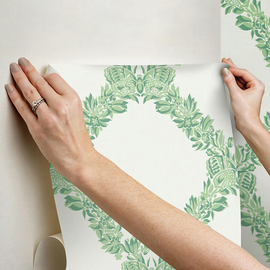 jade-wreath-peel-and-stick-wallpaper-york-wallcoverings-scs6051 - York Wallcoverings Wallpaper