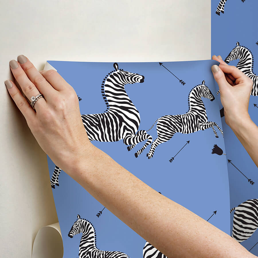 azure-zebra-safari-peel-and-stick-wallpaper-york-wallcoverings-scs6053 - York Wallcoverings Wallpaper