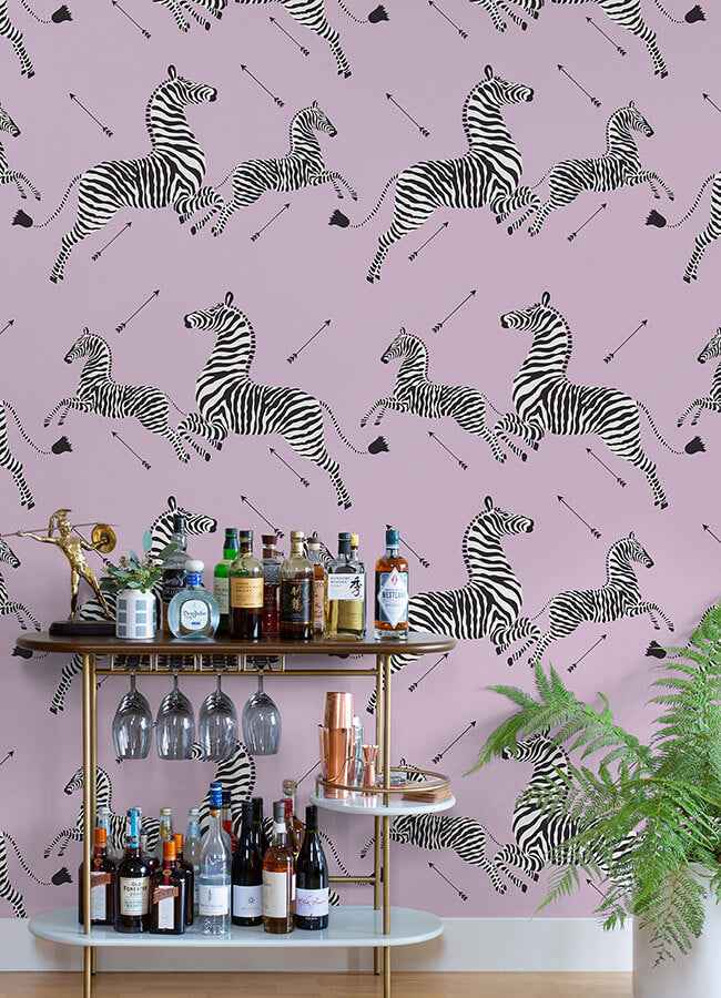 Lilac Zebra Safari Peel and Stick Wallpaper - York Wallcoverings - SCS6054 - York Wallcoverings Wallpaper