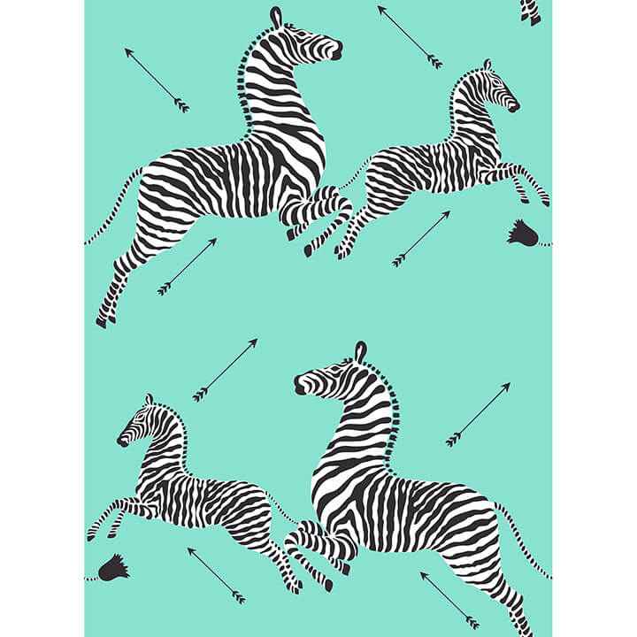 Aqua Zebra Safari Peel and Stick Wallpaper - York Wallcoverings - SCS6055 - York Wallcoverings Wallpaper