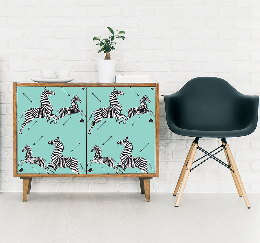 aqua-zebra-safari-peel-and-stick-wallpaper-york-wallcoverings-scs6055 - York Wallcoverings Wallpaper