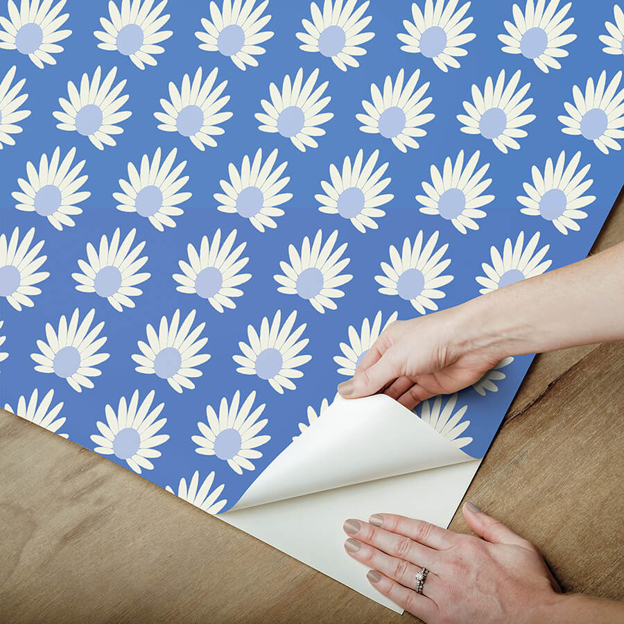 azure-fleur-peel-and-stick-wallpaper-york-wallcoverings-scs6059 - York Wallcoverings Wallpaper
