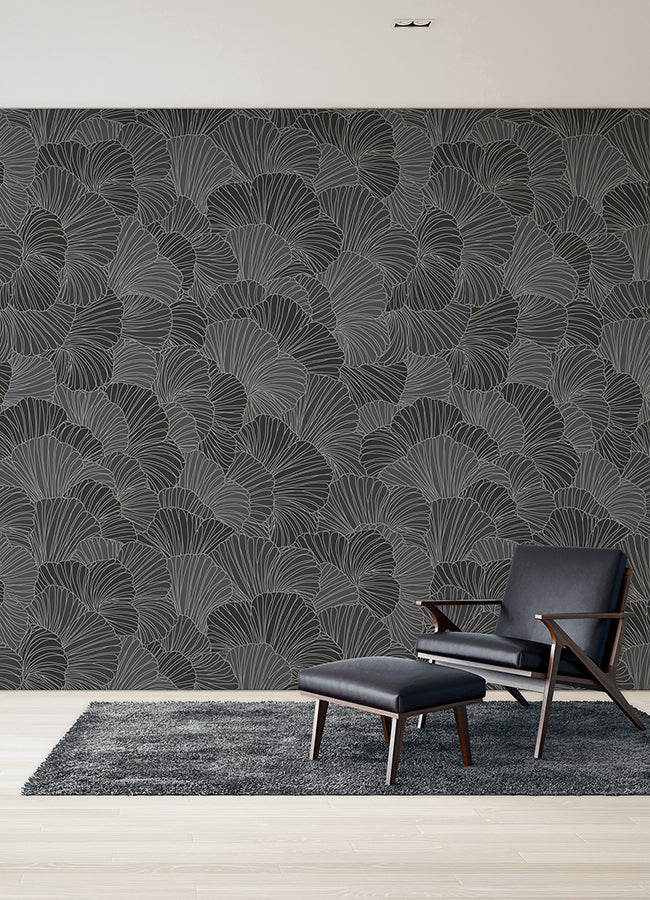petals-charcoal-grey-wall-mural-york-wallcoverings-astm5050 - York Wallcoverings Wallpaper