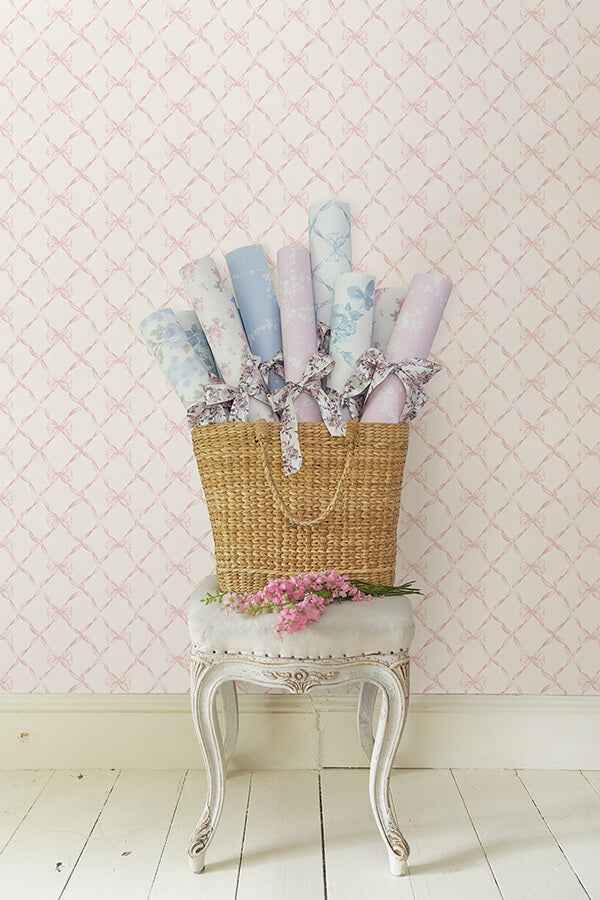 Pink Jam Baby Bow Peel and Stick Wallpaper - York Wallcoverings - LFS5012 - York Wallcoverings Wallpaper