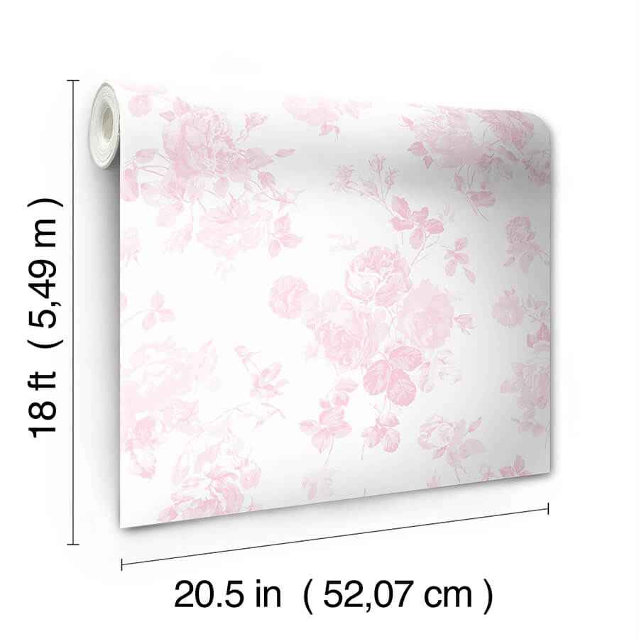 Faded Primrose Everblooming Rosettes Peel and Stick Wallpaper - York Wallcoverings - LFS5016 - York Wallcoverings Wallpaper