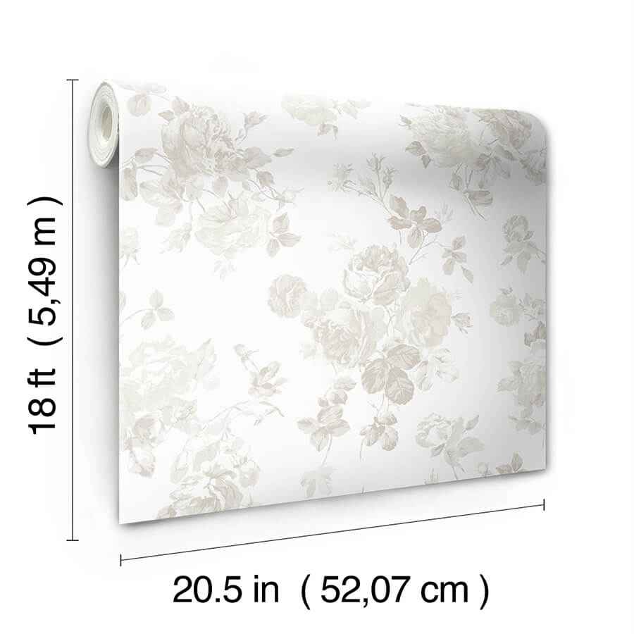 Everblooming Rosettes Dove Peel & Stick - York Wallcoverings - LFS5019 - York Wallcoverings Wallpaper