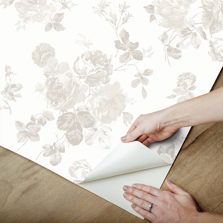 dove-everblooming-rosettes-peel-and-stick-wallpaper-york-wallcoverings-lfs5019 - York Wallcoverings Wallpaper