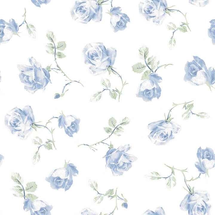 French Blue Ribbon Rosa Peel and Stick Wallpaper - York Wallcoverings - LFS6110