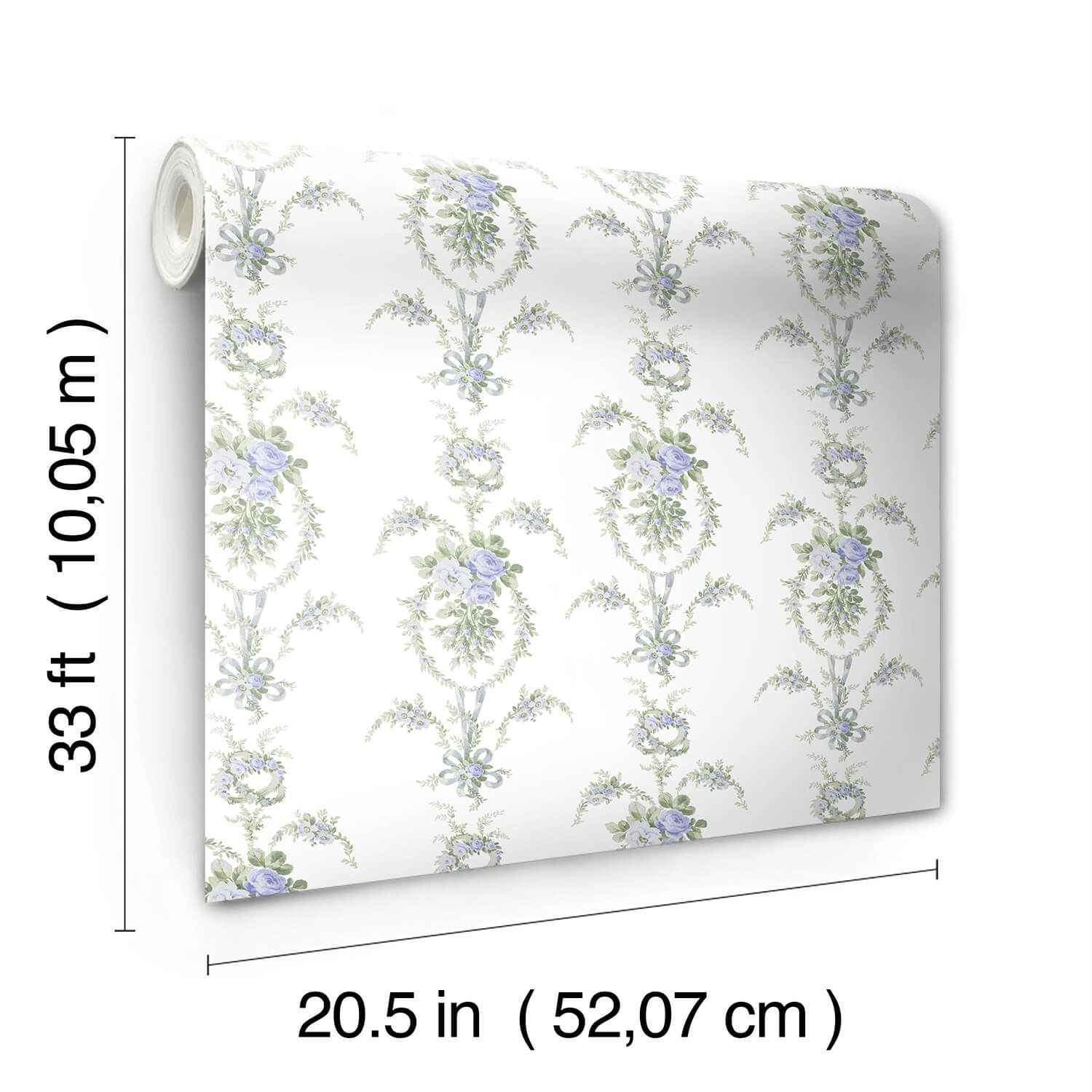 Rose Cheeks Blye Elysees Floral Cluster Wallpaper - York Wallcoverings - AST6089-OLD - York Wallcoverings Wallpaper