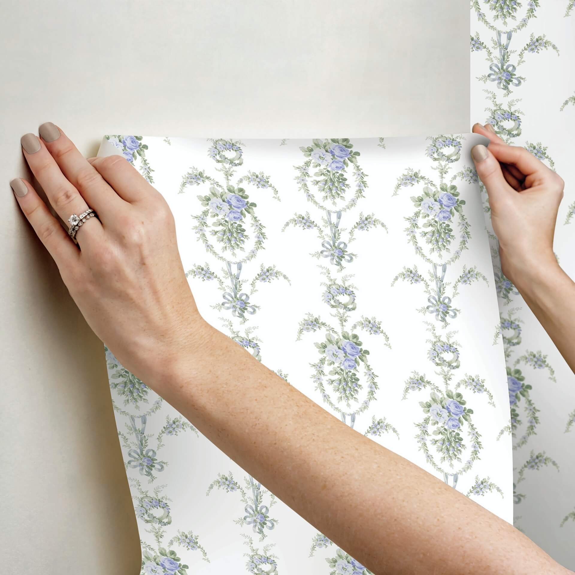 rose-cheeks-blye-elysees-floral-cluster-wallpaper-york-wallcoverings-ast6089-old - York Wallcoverings Wallpaper