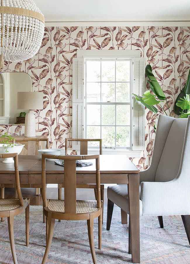 Mauve Banana Leaf Peel and Stick Wallpaper - York Wallcoverings - NUS4902 - York Wallcoverings Wallpaper
