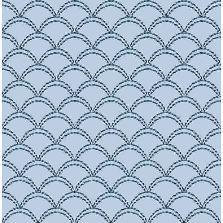 Blue Deco Wave Peel and Stick Wallpaper - York Wallcoverings - NUS4908