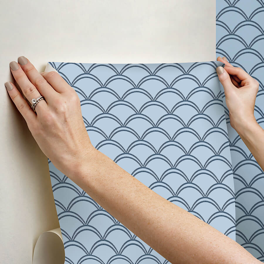 blue-deco-wave-peel-and-stick-wallpaper-york-wallcoverings-nus4908 - York Wallcoverings Wallpaper
