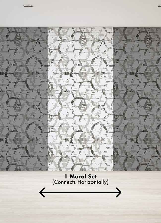 Hex-A-Gone Dove Grey Wall Mural - York Wallcoverings - ASTM5039 - York Wallcoverings Wallpaper