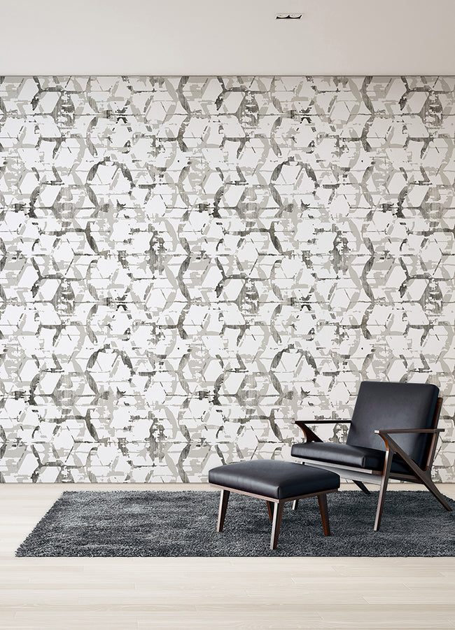 hex-a-gone-dove-grey-wall-mural-york-wallcoverings-astm5039 - York Wallcoverings Wallpaper