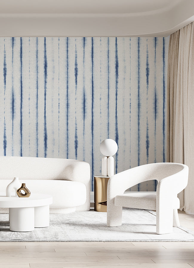 hello-shibori-denim-blue-wall-mural-york-wallcoverings-astm5040 - York Wallcoverings Wallpaper