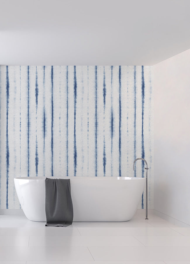 hello-shibori-denim-blue-wall-mural-york-wallcoverings-astm5040 - York Wallcoverings Wallpaper