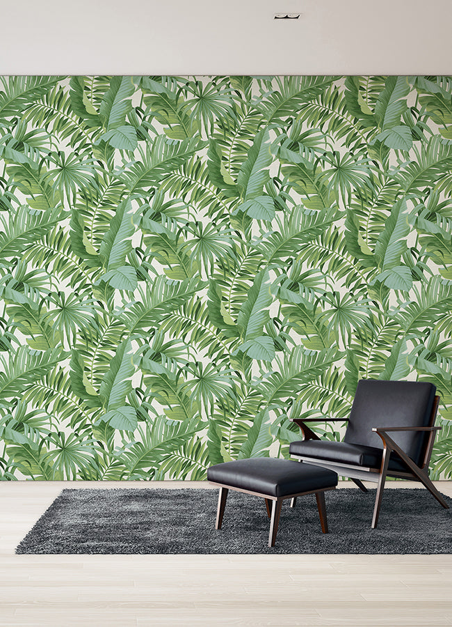 tropical-palm-leaf-green-wall-mural-york-wallcoverings-astm5047 - York Wallcoverings Wallpaper